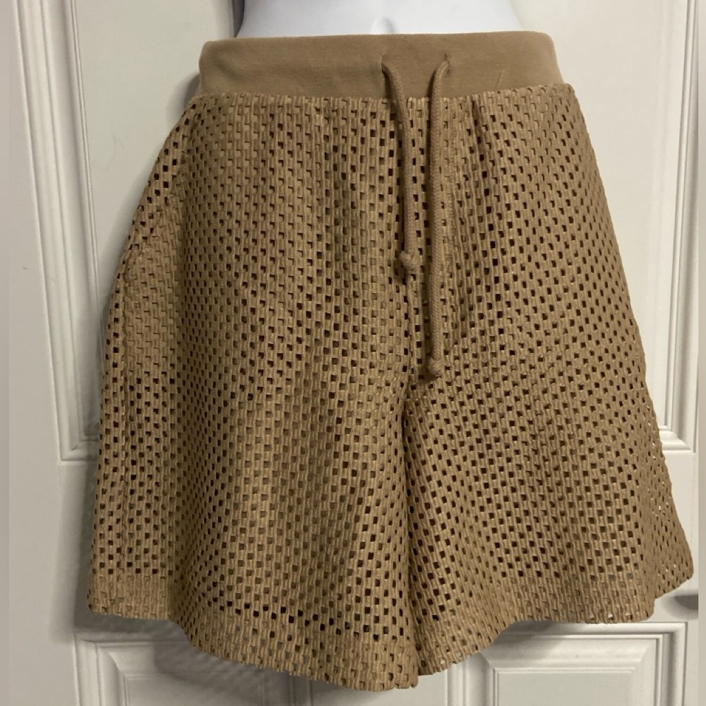 T28- ZARA Camel Brown PERFORATED Pull-On Shorts